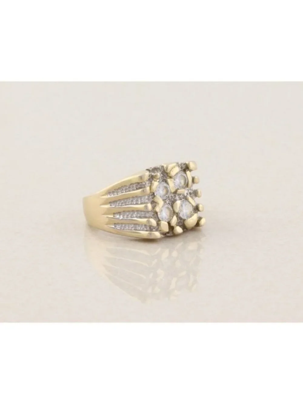 Men's 18k Gold Plate Over Sterling Silver Cubic Zirconia Nugget Ring Size 13 1/4